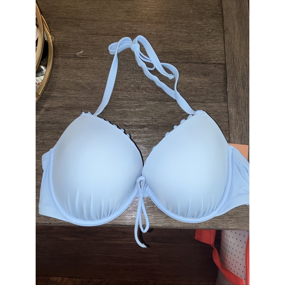 Women's Ruffle Push-Up Underwire Bikini Top - Blue 36DD